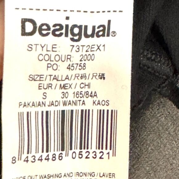 Desigual Black Tank Top Size Small Asymmetric Ruffle Hem Floral Pattern - Picture 6 of 8